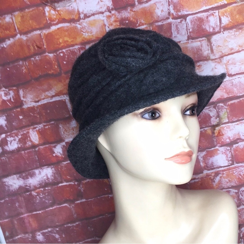Charcoal Gray Wool Blend Cloche Hat